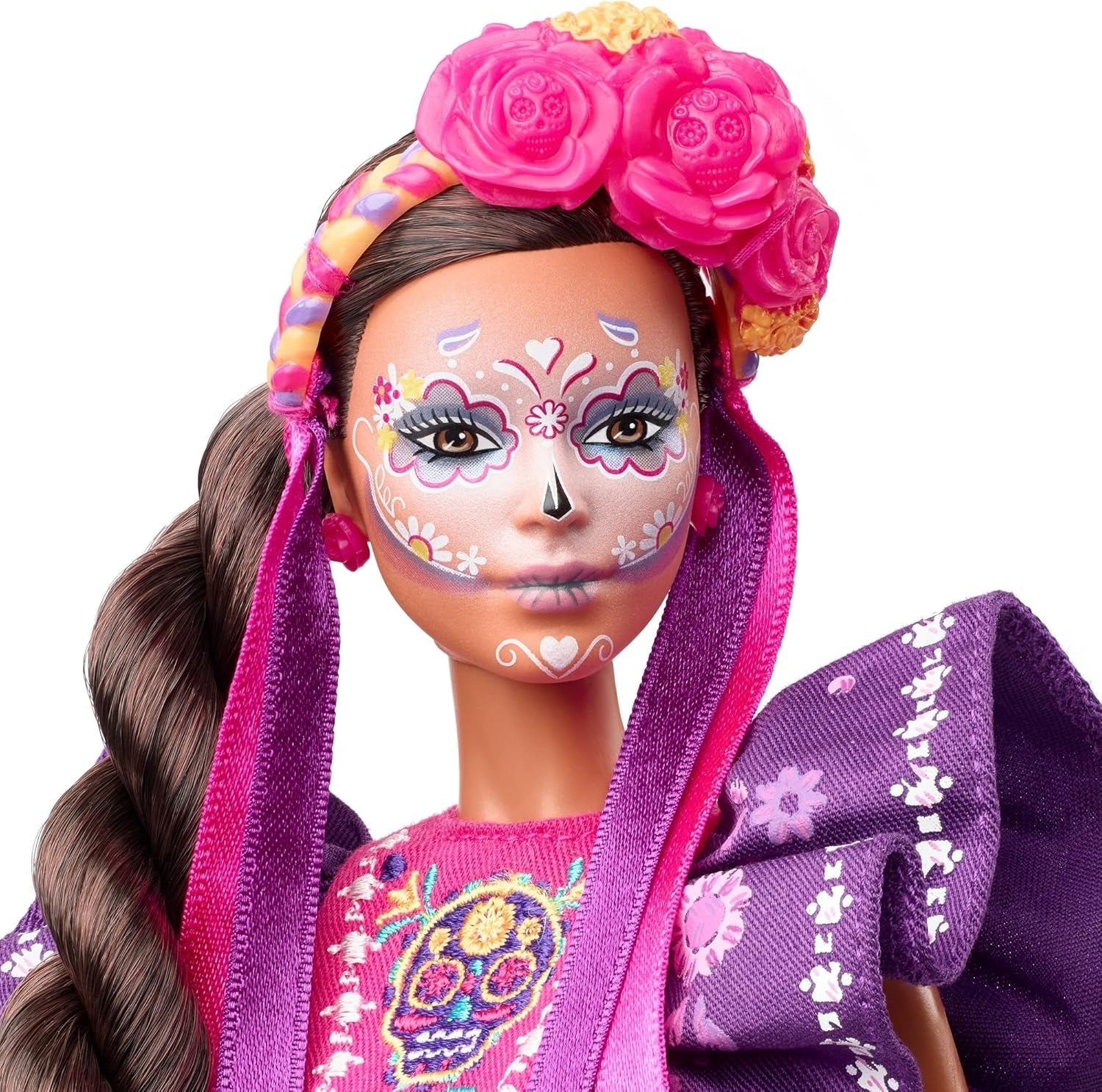 2022 Día De Muertos Barbiepop met gegolfde traditionele jurk, bloemenkrans en Calavera-gezichtsverf, cadeau voor verzamelaars