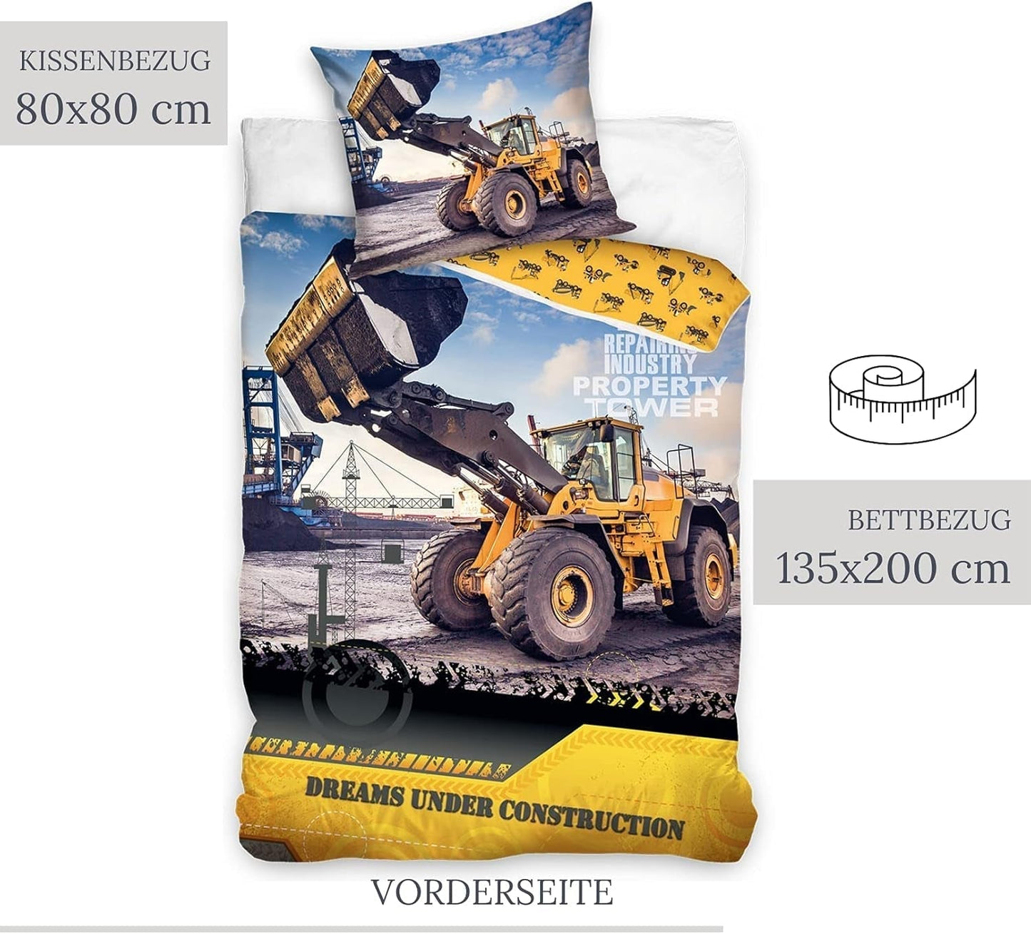 Beddengoed voor kinderen, graafmachine, katoen Beddengoed - kinderen Naty Shop