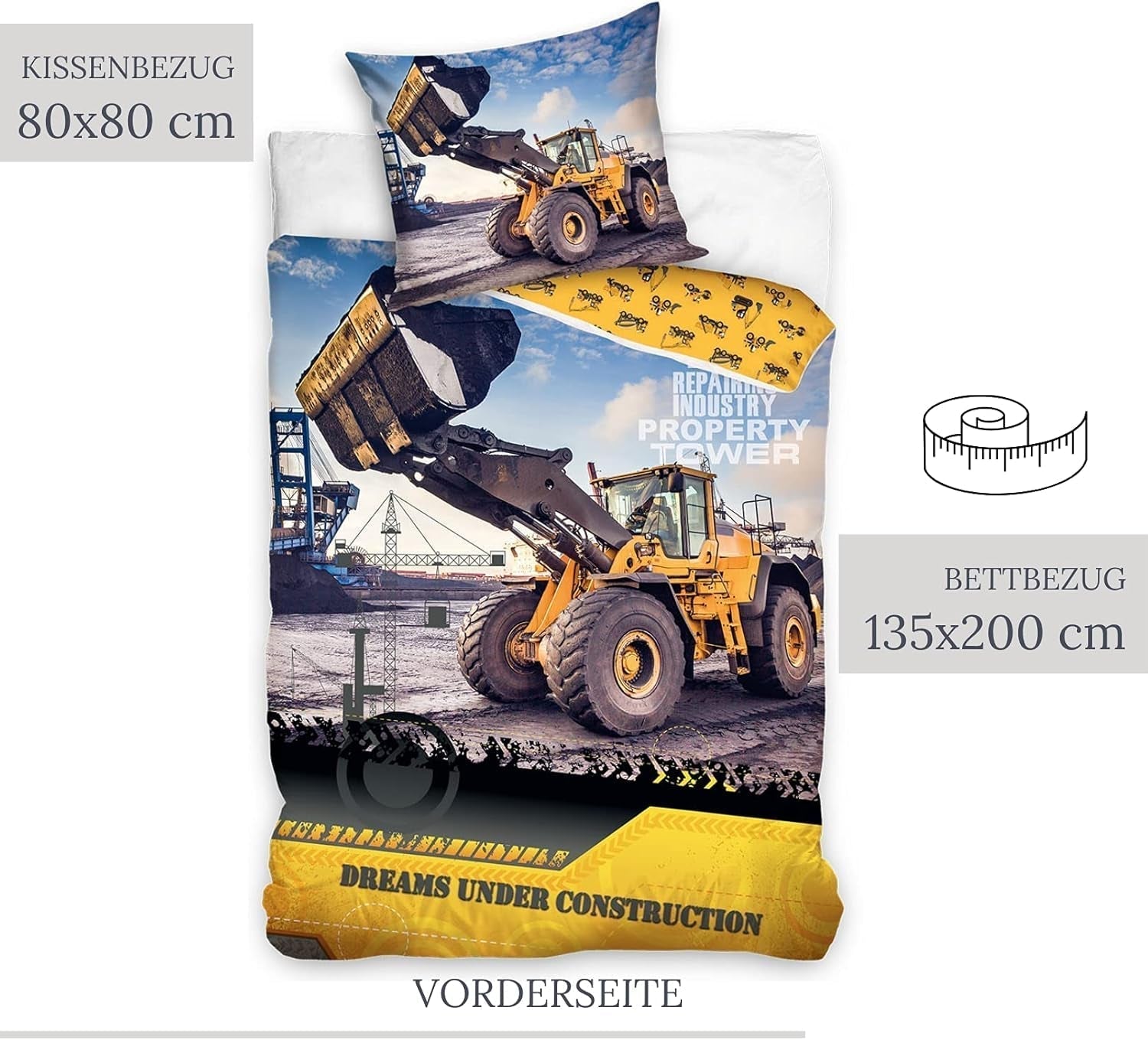 Beddengoed voor kinderen, graafmachine, katoen Beddengoed - kinderen Naty Shop