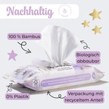 Millis Bamboo Baby Sensitive vochtige doekjes voor de gevoelige babyhuid - 5 x 60 stuks - Natuurlijke, zachte en duurzame reiniging - Biologisch afbreekbare babydoekjes, plasticvrij en alcoholvrij