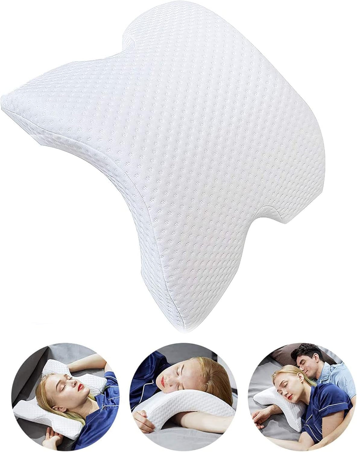MINGZE multifunctioneel traagschuim kussen nekkussen schuim, boog U-vormig nekkussen, langzaam rebound slaapkussen rebound drukkussen, kussen ijszijde voor hand- en nekbescherming Cervicale orthopedische kussens Naty Shop Wit