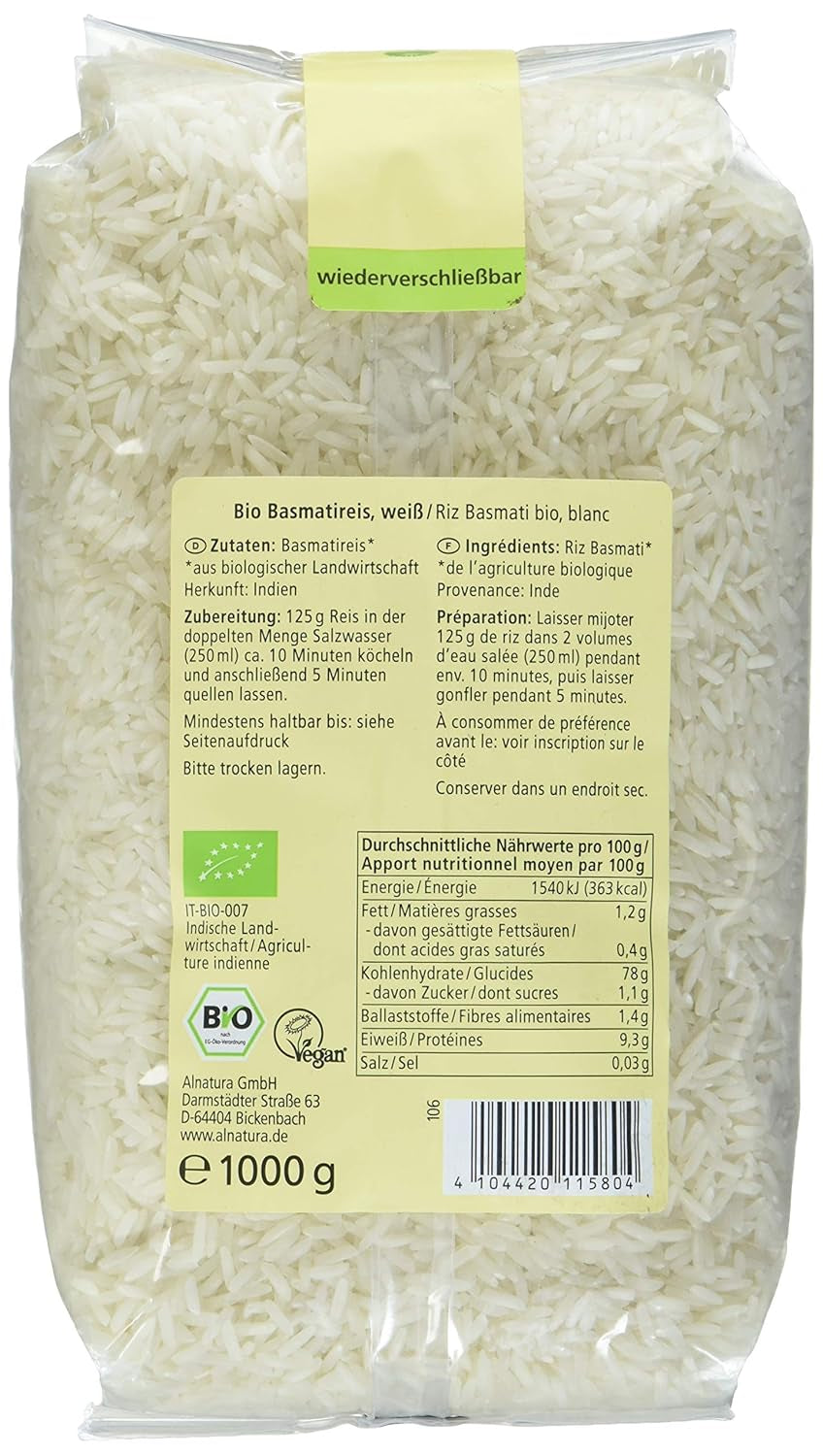 Biologische witte Basmatirijst uit de Himalaya, 1 kg