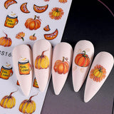 3D Herfst Nagelstickers Pompoenbladeren Nagelstickers Geometrische Lijn Bloemen Nagelstickers Thanksgiving Day Ontwerp Nagelstickers Herfst Pompoen Nagelstickers Nagelaccessoires Nagelkunst