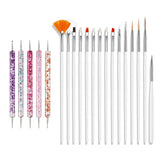 Nail Art Pinsel Set, 20-delige Nageldesign Malerei Pinsel, Professionelle Nail Art Design Pinsel, Nail Fine Liner Pinsel, Roze