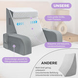 Groot leeskussen met handgreep, schuim met hoge dichtheid, ergonomisch rugkussen, armleuningen, neksteun en hoofdsteun, verstelbaar zitkussen om te slapen, spelen, tv kijken, voor bed en bank