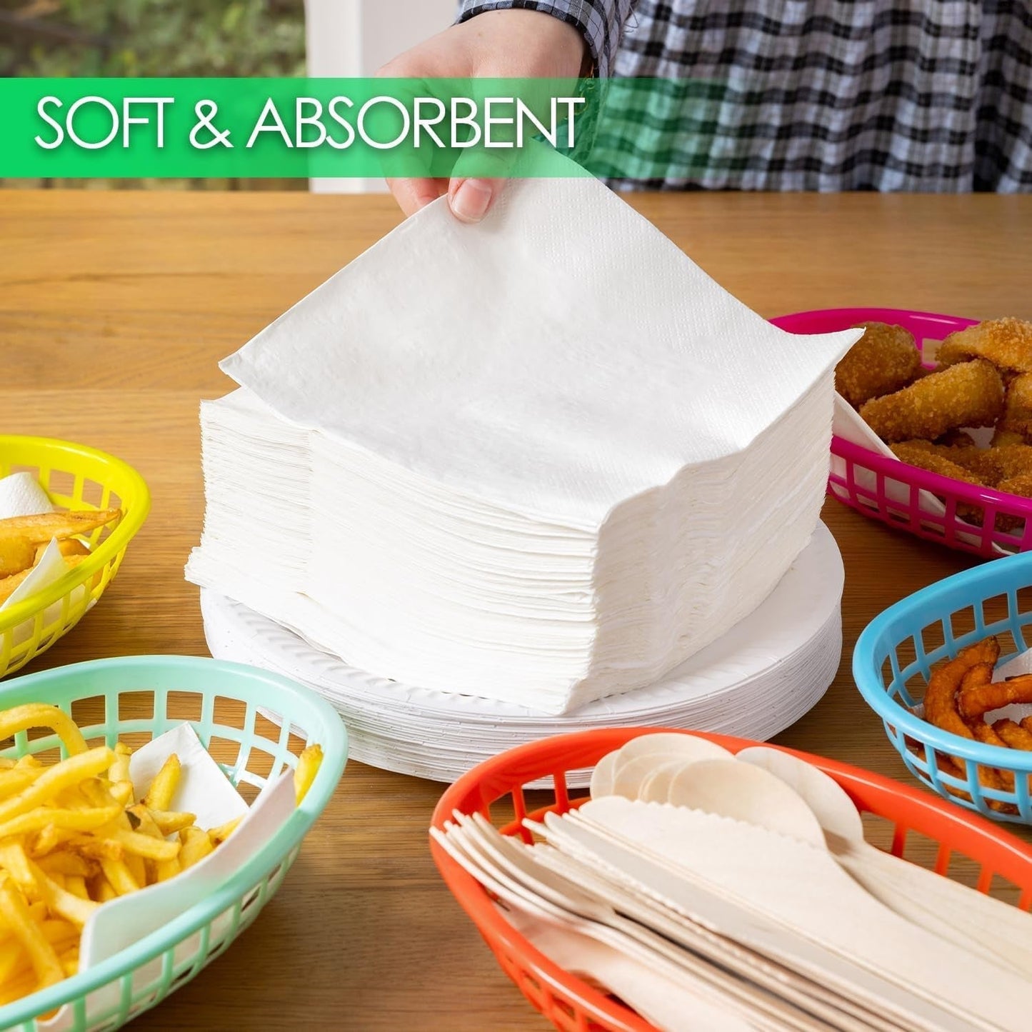Table Kind 100 witte zachte servetten in bulk, hoogwaardige servetten voor feesten, catering en dagelijks gebruik, FSC, duurzaam en recyclebaar, gemaakt in de EU | 2-laags | 33 cm