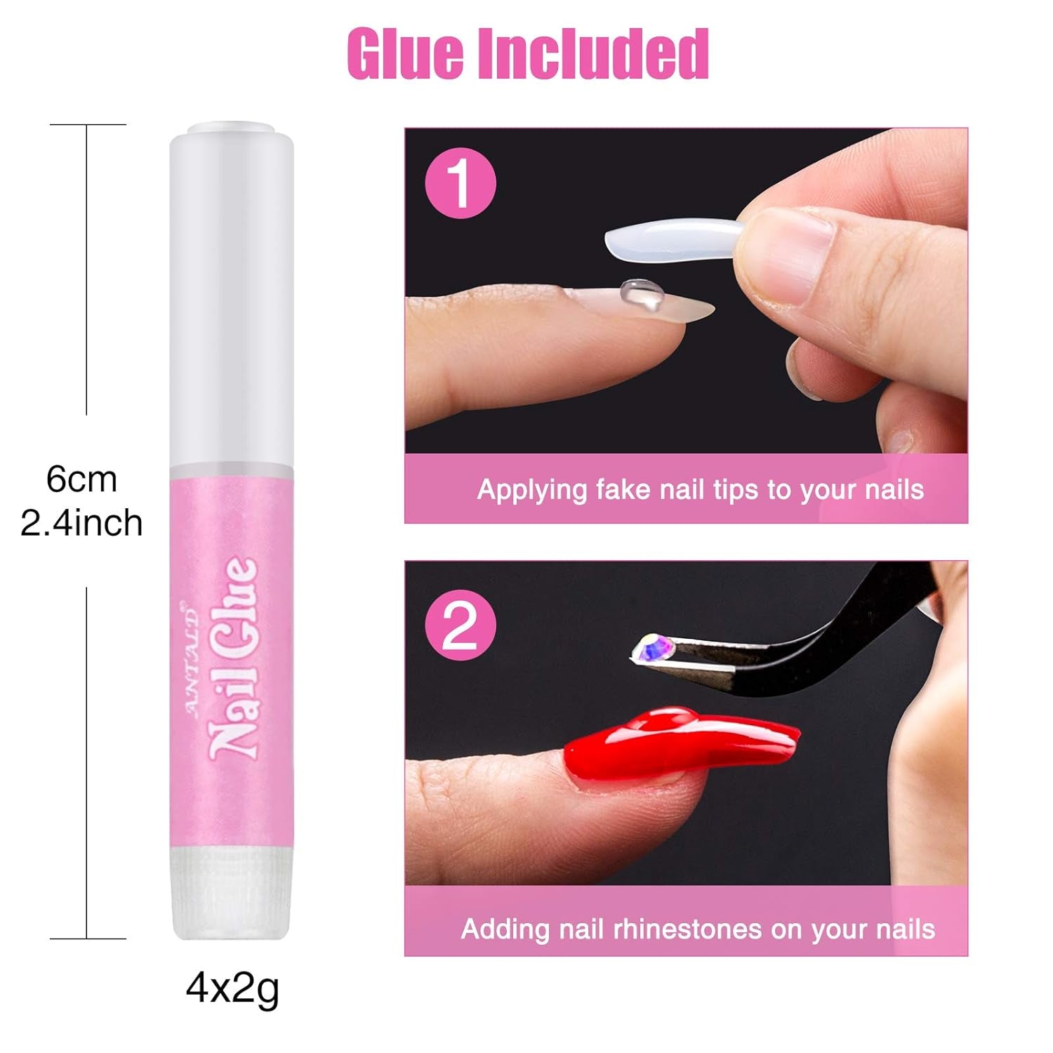 200 stuks valse nageltips 10 maten acryl kunstnagels met nagelriemschuiver en doorzichtige doos voor vrouwen en meisjes (natuurlijk en transparant)