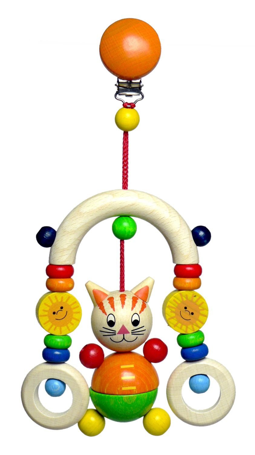Houten speelgoed 13510 - Mini houten trapeze, Mika de kattenserie, voor kinderen, handgemaakt, ca. 21 x 11 x 5,5 cm, met ophangclip Baby Toys Naty Shop Standaard titel