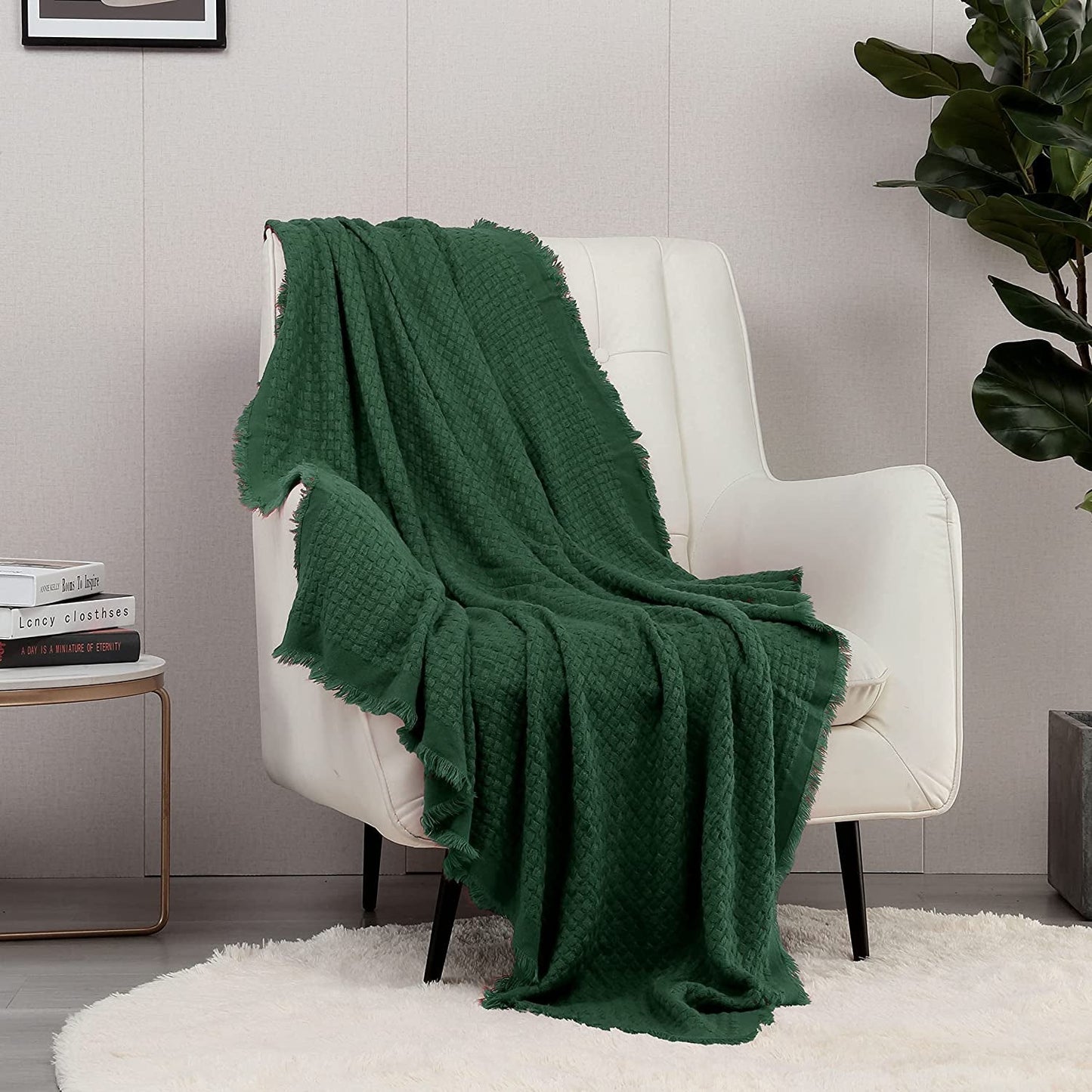 CREVENT Roest Gebreide Deken voor Bank Bank Stoel Bed Woondecoratie Zacht Warm Gezellig Lichtgewicht Lente Zomer Herfst (127,8 X 152,4 cm Karamel / Bruin / Verbrand Oranje) CREVENT Bedden en Dekens Wafel Kerstmis Groen