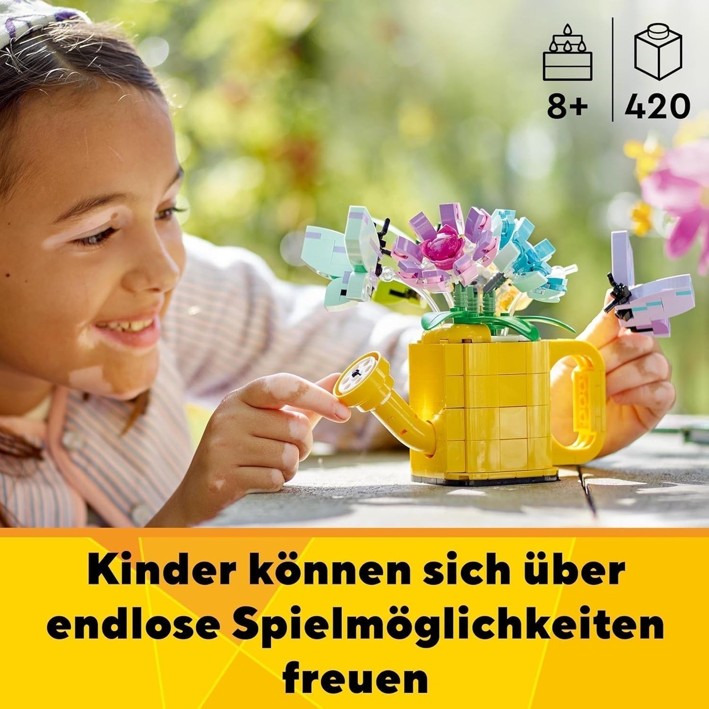 LEGO Creator 3In1 bloemensproeierset, kinderkamerdecoratie, bouw een sproeier met een boeket bloemen, rubberen laarzen of 2 speelgoedvogels, creatief cadeau voor meisjes en jongens vanaf 8 jaar 31149 Bouwsets Besuche den LEGO-Store