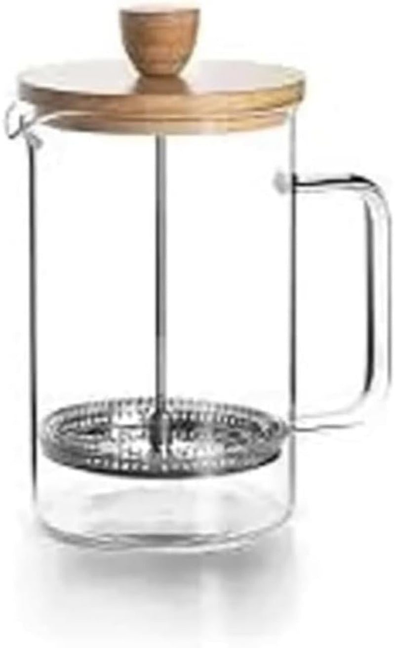 Frans koffiezetapparaat, koffiepers, plunjerkoffiezetapparaat, Franse filterkoffiepot, 3 kopjes, 0,35 l, staal en hout