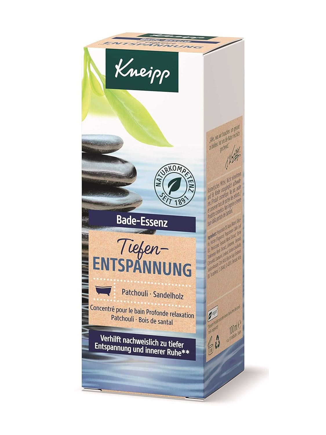 Kneipp, badolie met natuurlijke etherische olie van patchouli en sandelhoutextract voor diepe ontspanning en kalmering, 100ml Naty Shop