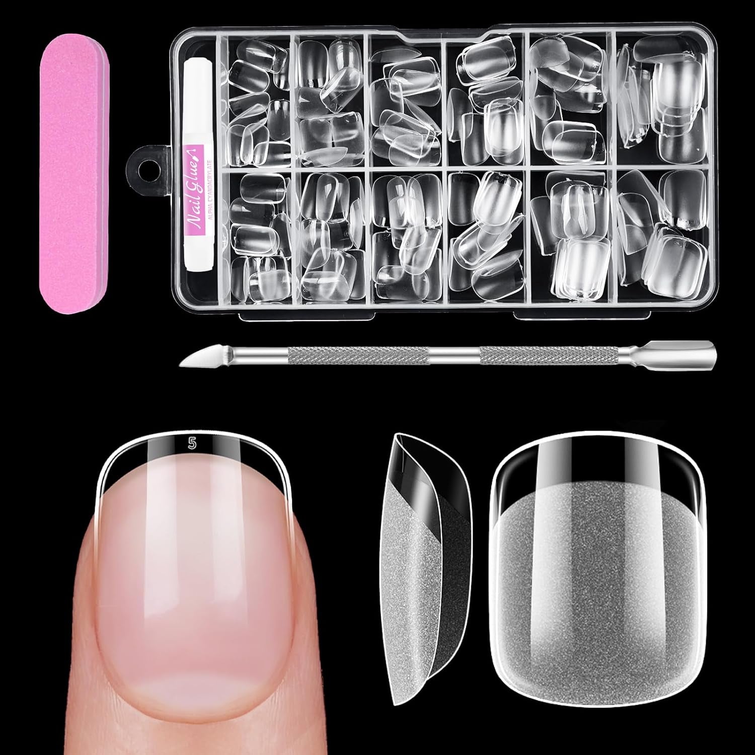 Volledige dekking korte nagels 120 stuks 12 maten Korte nageltips voor gelnagels Lijm op kunstnagels Lijm op nagelvijlset Nagelpolijstmachine Nagelriemschuiver