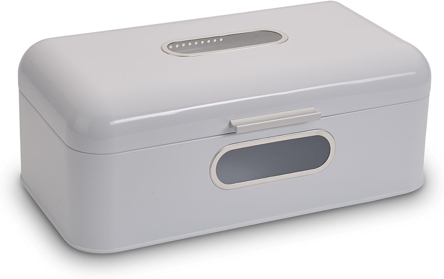ECHTWERK Retro metalen broodtrommel met kijkvenster en deksel, set van 3 elegante opbergdozen, 1,4 liter inhoud, rode voedselbewaardozen Naty Shop Wit Grote Single