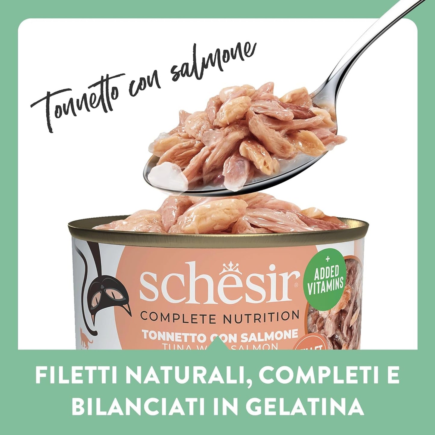 Zalmtonijn in gelei, compleet natvoer voor katten, ingeblikt, met toegevoegde vitaminen, 100% natuurlijk, 6 x 85 g