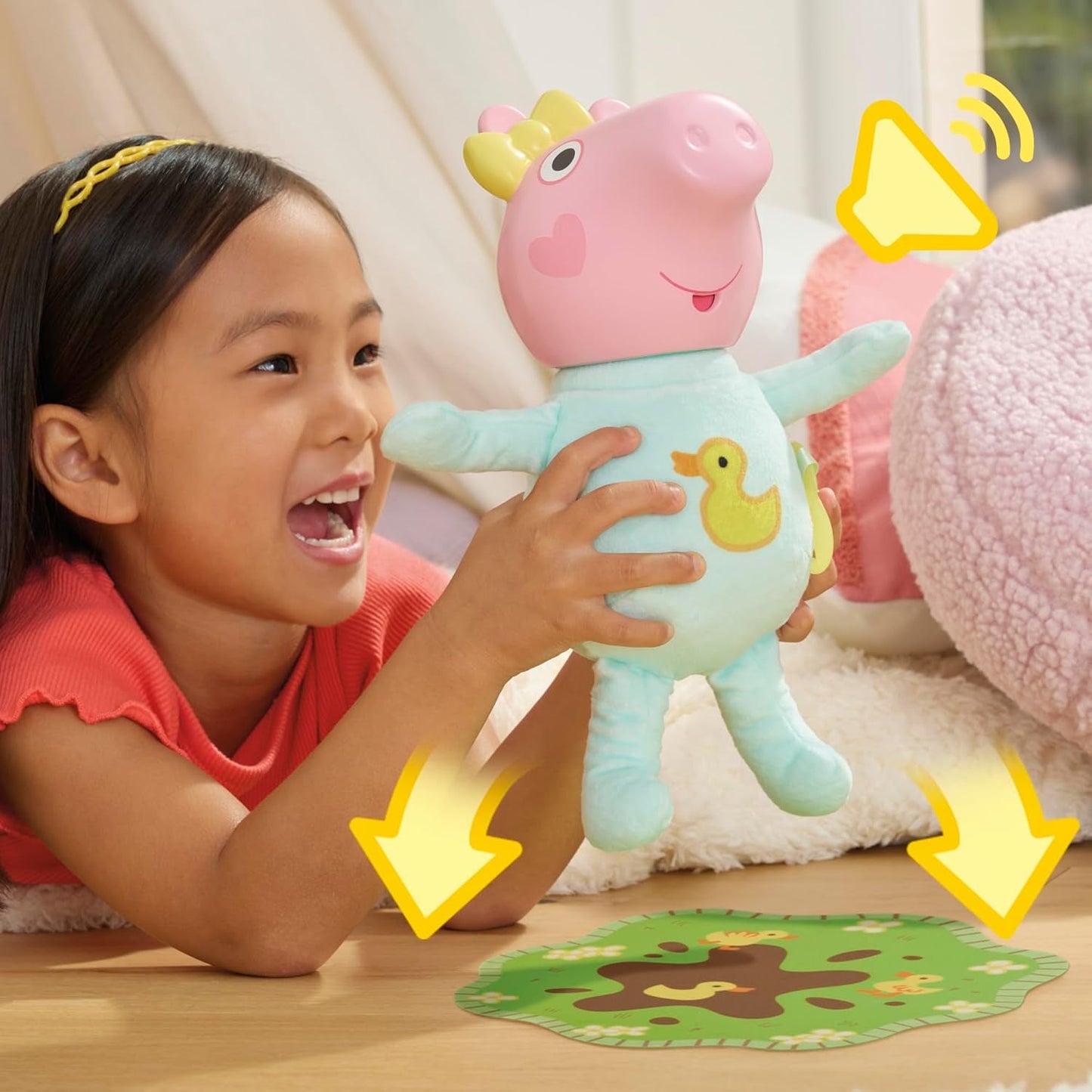 Peppa Pig 28 cm Evie interactieve pop met 20 geluiden en vele functies, speelgoedset voor kinderen vanaf 3 jaar