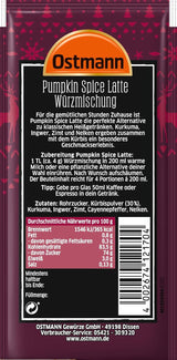 Ostmann Gewürze – Pumpkin Spice Latte Würzmischung, zum Einrühren in Milch met Kaffee of Espresso, met Kürbispulver, 16 g in Beutel (Verpackungsdesign kan abweichen)