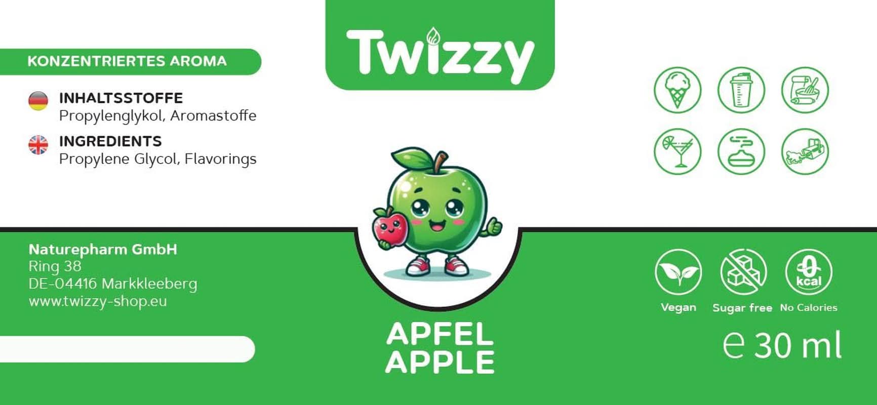 Twizzy, geconcentreerd appelaroma, 30 ml Aromas Naty Shop