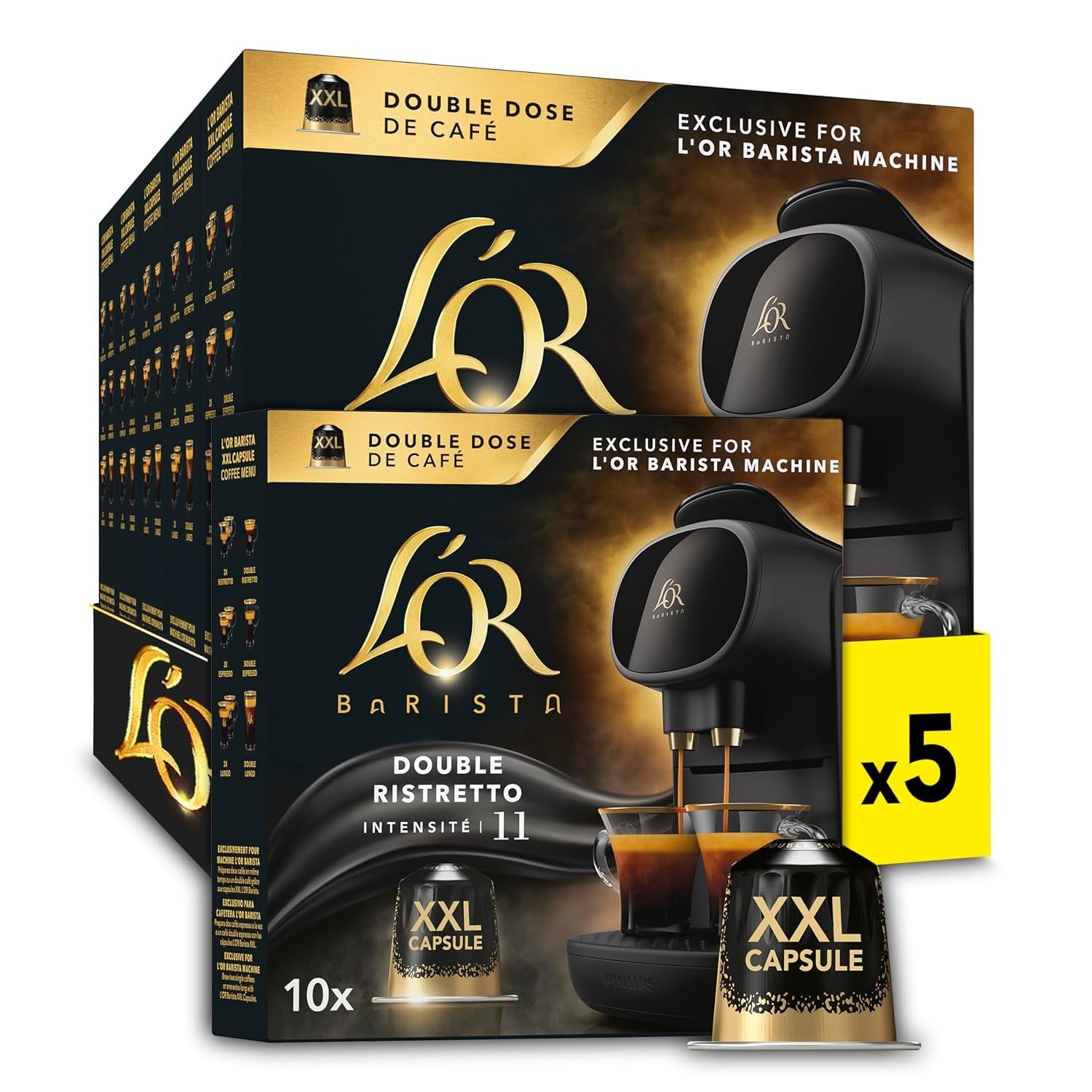 L'OR Barista Kaffeekapseln Ristretto, exclusief voor L'OR Barista Maschinen, 5er Pack, 5 x 10 Kapseln