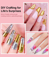 BISHENGYF Rose Gold Chrome Nail PowderNeue Upgrade Grosse Kapazitä Chrom PulverSuper-spiegeleffect Metall Mirror Chrome Powder – Neon Glassy Pearl Effect Glitter Nagelkunst Poeder voor DIY Salon