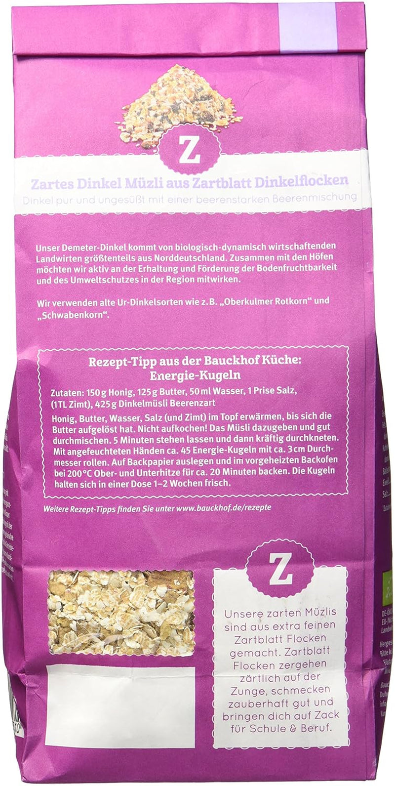 Hof muesli met speltbessensmaak, ongezoet, 425 g