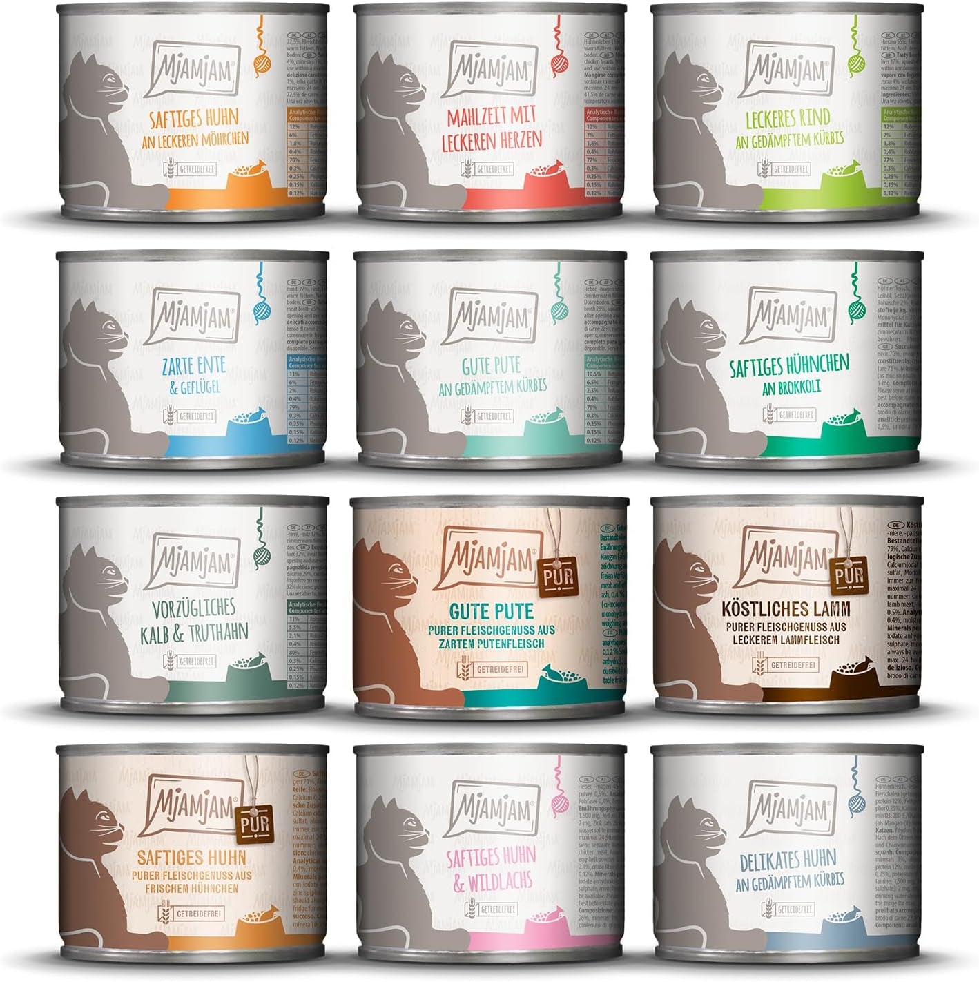 MjAMjAM - Premium natvoer voor katten - Delicious Box 12 Pack (12 x 200g) Graanvrij met extra vlees