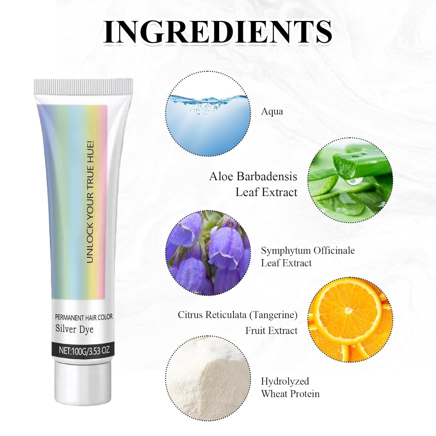 Haarverf Grijs Zilver Natuurlijk Zilvergrijs Haarverf Crème, Grijs Haarverf Crème Zilvergrijs, Zilvergrijs Natuurlijk Haarverf Crème Grijs Haarverf voor alle haartypes met 1 Hoofdhuid Massager (100ml) Haarverf Naty Shop