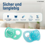 Twistshake Babyfopspenen – 2 stuks | Orthodontische vorm | Ultralicht | Zachte siliconen speen | BPA-vrij | Geschikt voor baby's vanaf 6 maanden | Blauw Groen