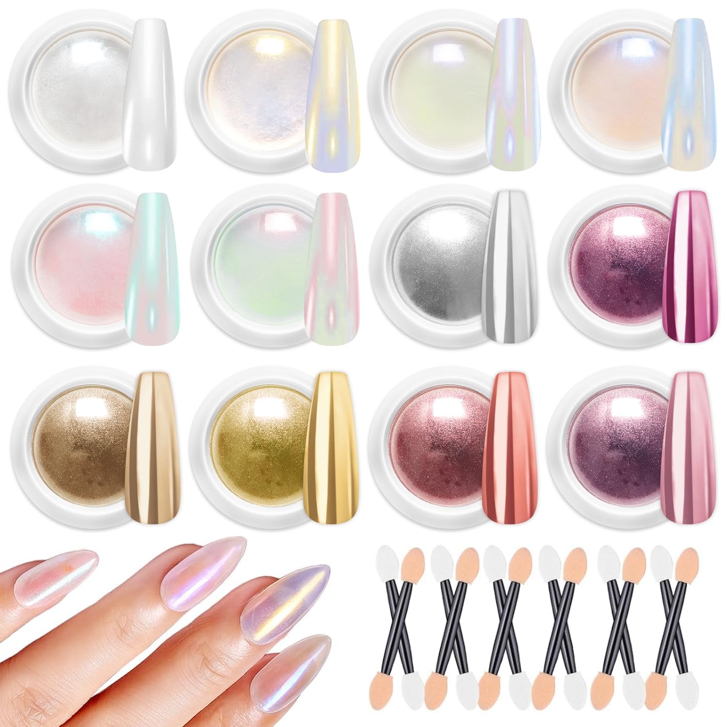 BISHENGYF Rose Gold Chrome Nail PowderNeue Upgrade Grosse Kapazitä Chrom PulverSuper-spiegeleffect Metall Mirror Chrome Powder – Neon Glassy Pearl Effect Glitter Nagelkunst Poeder voor DIY Salon