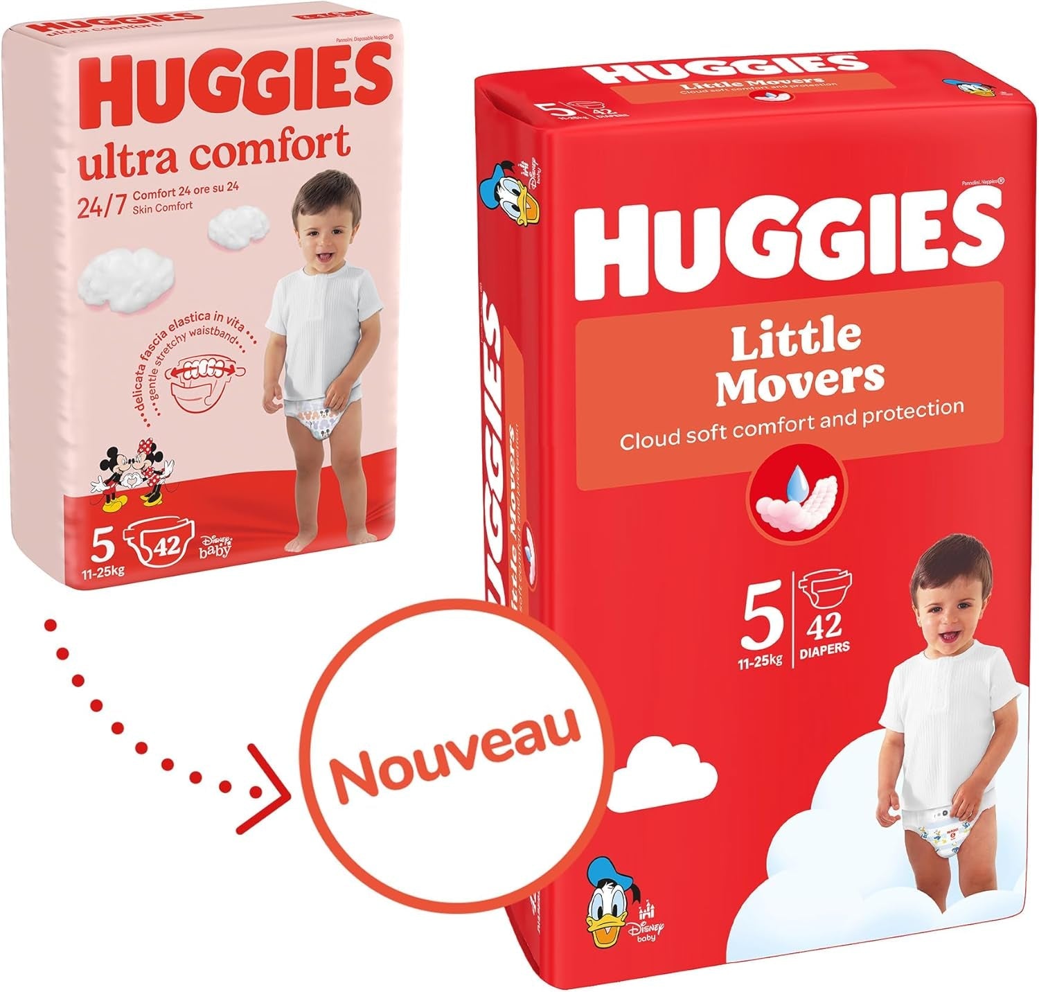 Huggies Babyluiers Little Movers, Disney Design, maat 5, 126 stuks (3 x 42), maanddoos
