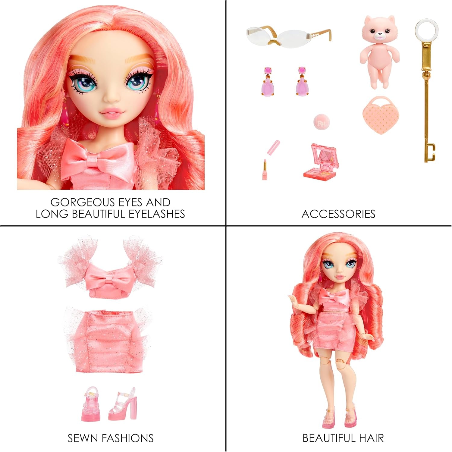 Rainbow High Fashion Doll - Pinkly Paige - Roze modepop in mode-outfit - met bril en ruim 10 kleurrijke speelaccessoires - Ideaal voor 4-12 jarigen en verzamelaars
