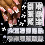 GZMAYUEN 920 Stuks Goud Zilver Plaksteen Perlen Voor Nagel, Halbrunde Weiße Beige Nagel Perlen, Kleine Halbrunde Plaksteen Perlen Voor DIY Nail Art Decor