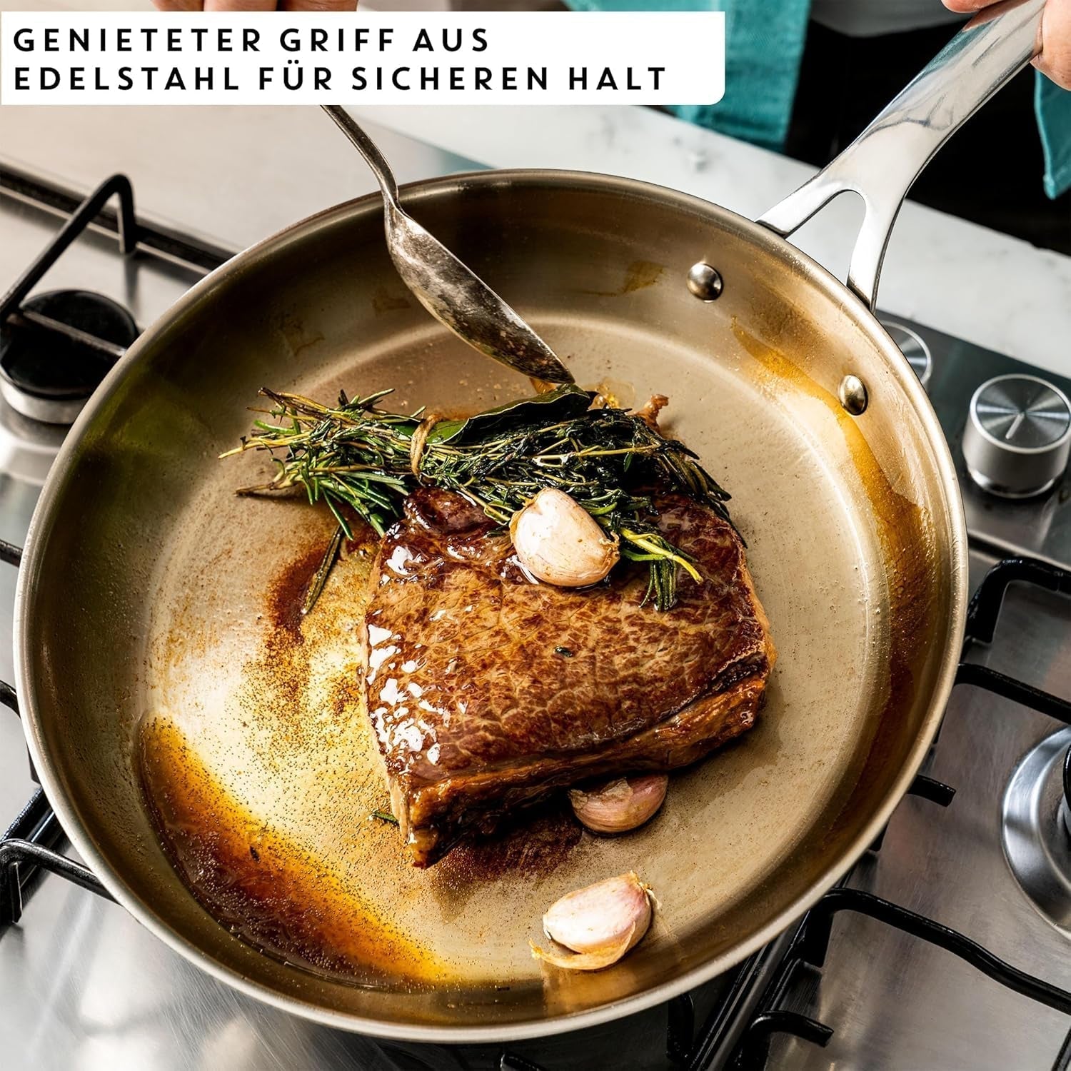 Jamie Oliver by Tefal Cook Slimme koekenpan 28Cm, Ongecoat roestvrij staal, Geschikt voor inductie Potten en pannen Naty Shop