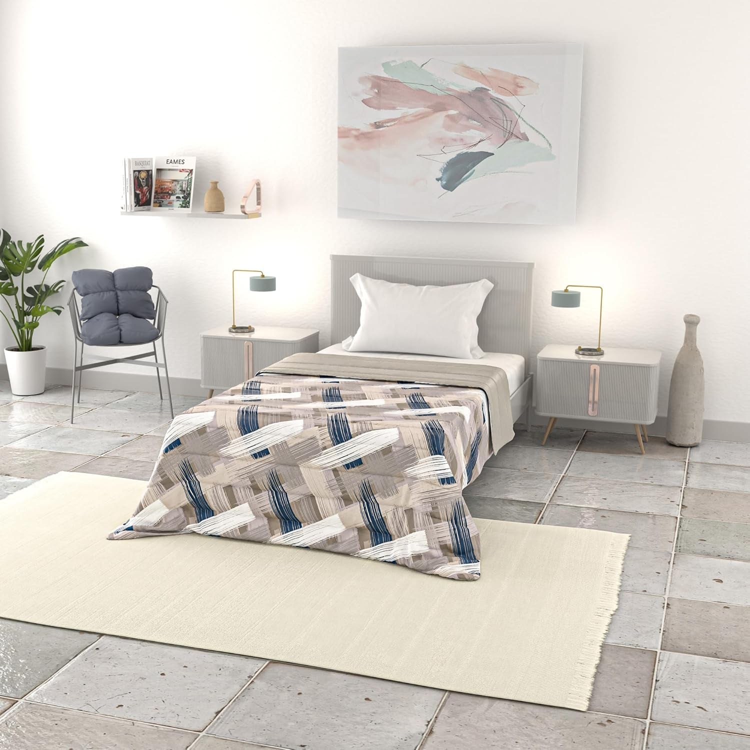 Basic zomerdeken, microvezel, jeansstrepen, 200X240Cm Quilts en quilts Naty Shop Brushed 200X240Cm