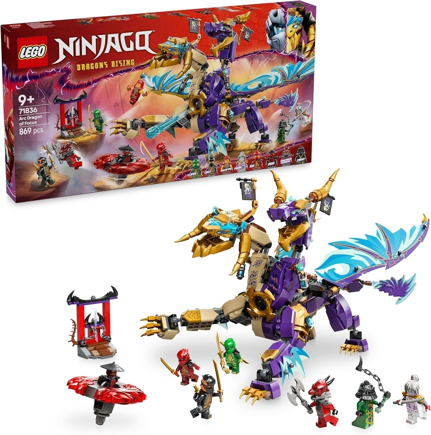 LEGO NINJAGO Lightbow Dragon - speelgoed met 8 minifiguren en een Spinjitzu-wiel - interactief ninja-bouwspeelgoed voor jongens en meisjes vanaf 9 jaar - cadeau-idee voor fans 71836 Bouwsets Besuche in LEGO-Store Standaard titel