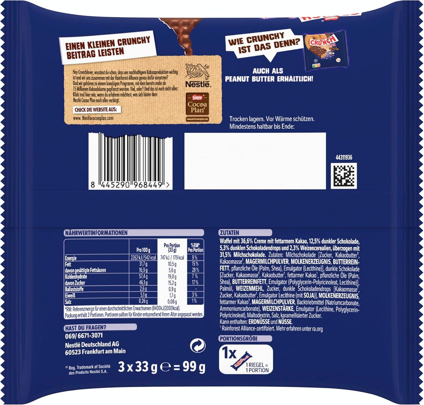 Nestlé Melkreep Krokante Melkchocolade Graanreep 9 Stuks (elk 3 x 33 g)