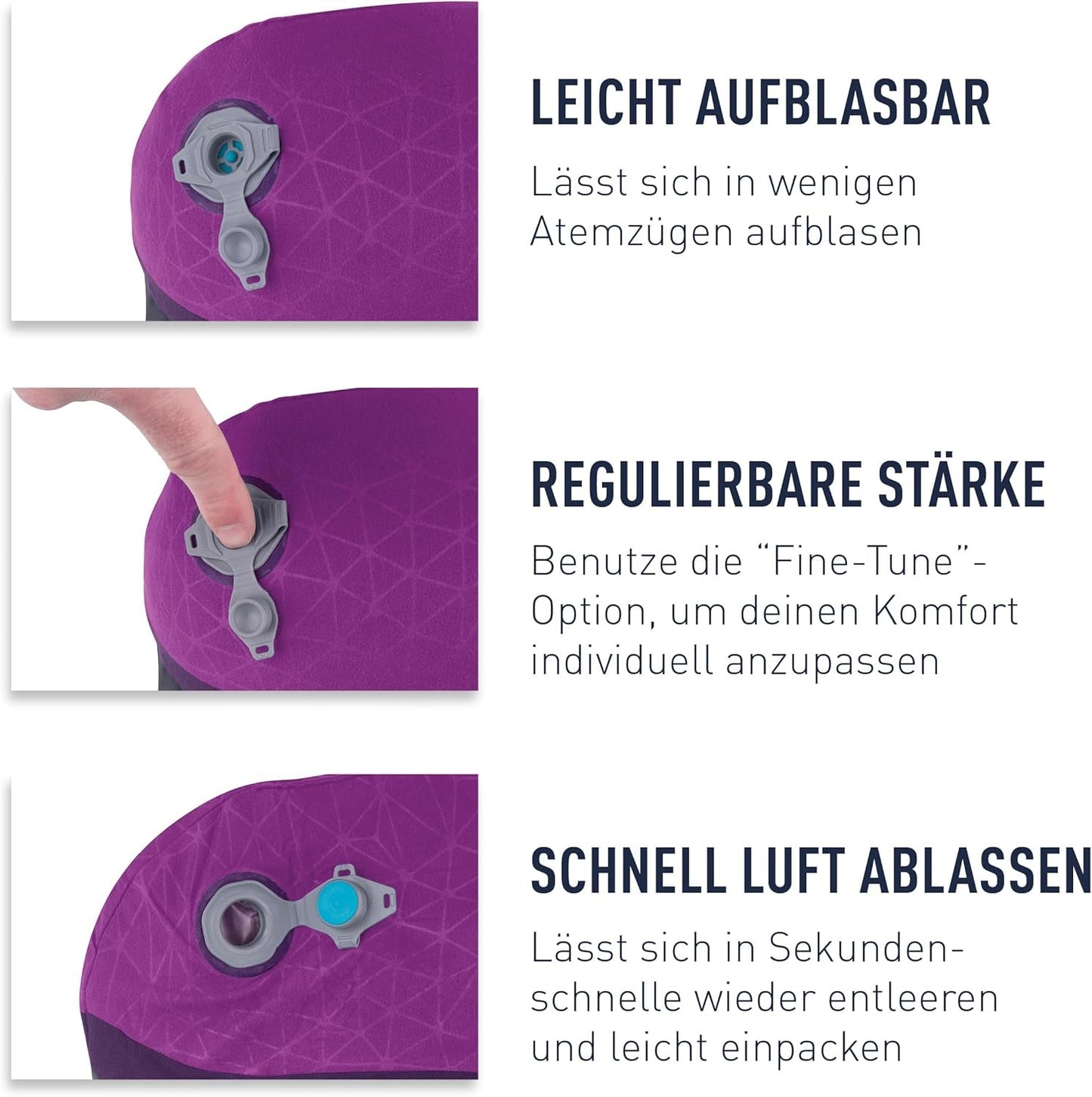 Sea to Summit - Eros Premium lendensteunkussen - Opblaasbaar steunkussen - Rugverlichting - 50D polyester materiaal - Compacte reistas - Service, reizen en auto-excursies - Marineblauw - 93g