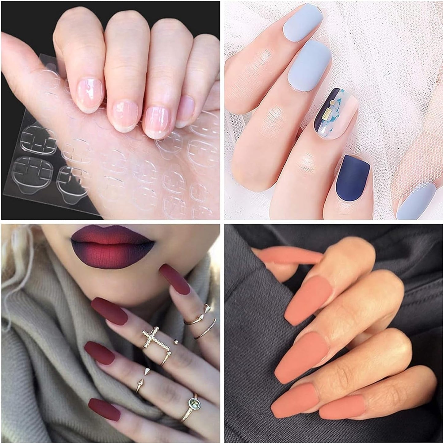 100 stuks nagelkunstsjablonen modelleringssjablonen zelfklevend met 4 vellen doorzichtig zelfklevende nagelpads en 3 nagelvijlen gelnagelverlengingsaccessoires voor kunstnagels