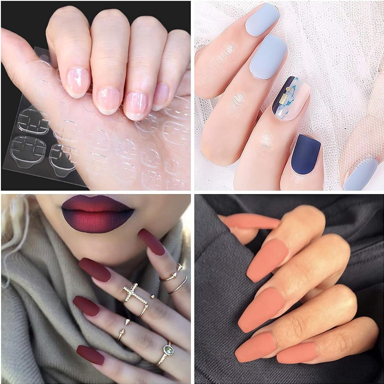 100 stuks nagelkunstsjablonen modelleringssjablonen zelfklevend met 4 vellen doorzichtig zelfklevende nagelpads en 3 nagelvijlen gelnagelverlengingsaccessoires voor kunstnagels