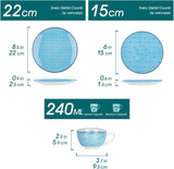 Vancasso Macaron porseleinen koffieset, 12-delig kleurrijk koffieservies voor 4-12 personen, kopjesset, inclusief koffiekopjes, schotels en dessertborden