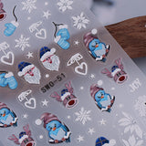 JMEOWIO Nagelsticker Weihnachten 6 Blatt Nail Art Sticker Selbstklebend Nagelaufkleber Schneeflocke Winter Urlaub Süß Decoratie Nageldesign Zubehör