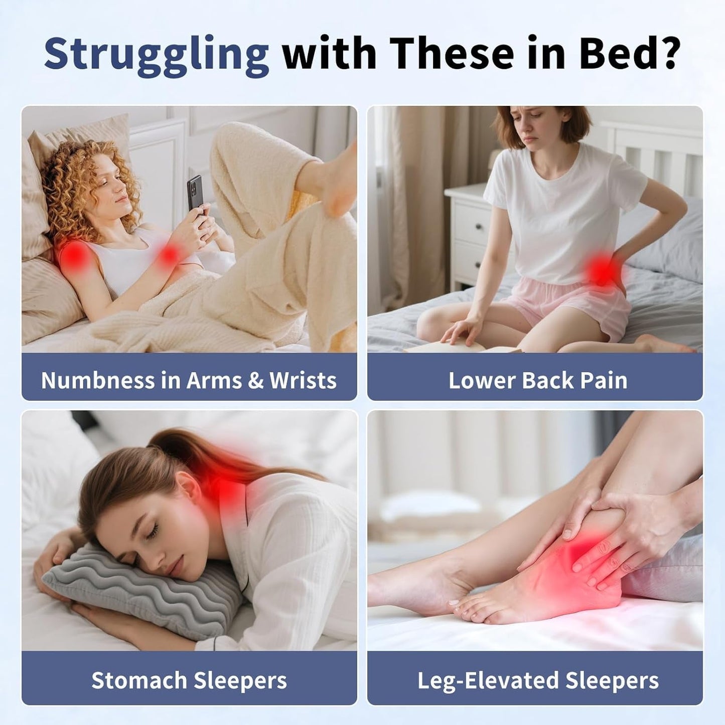 Leeskussen - Rugkussen, verstelbare hoofdsteun, leeskussen van traagschuim voor bed, ergonomisch nek- en beenkussen, lendensteunkussen
