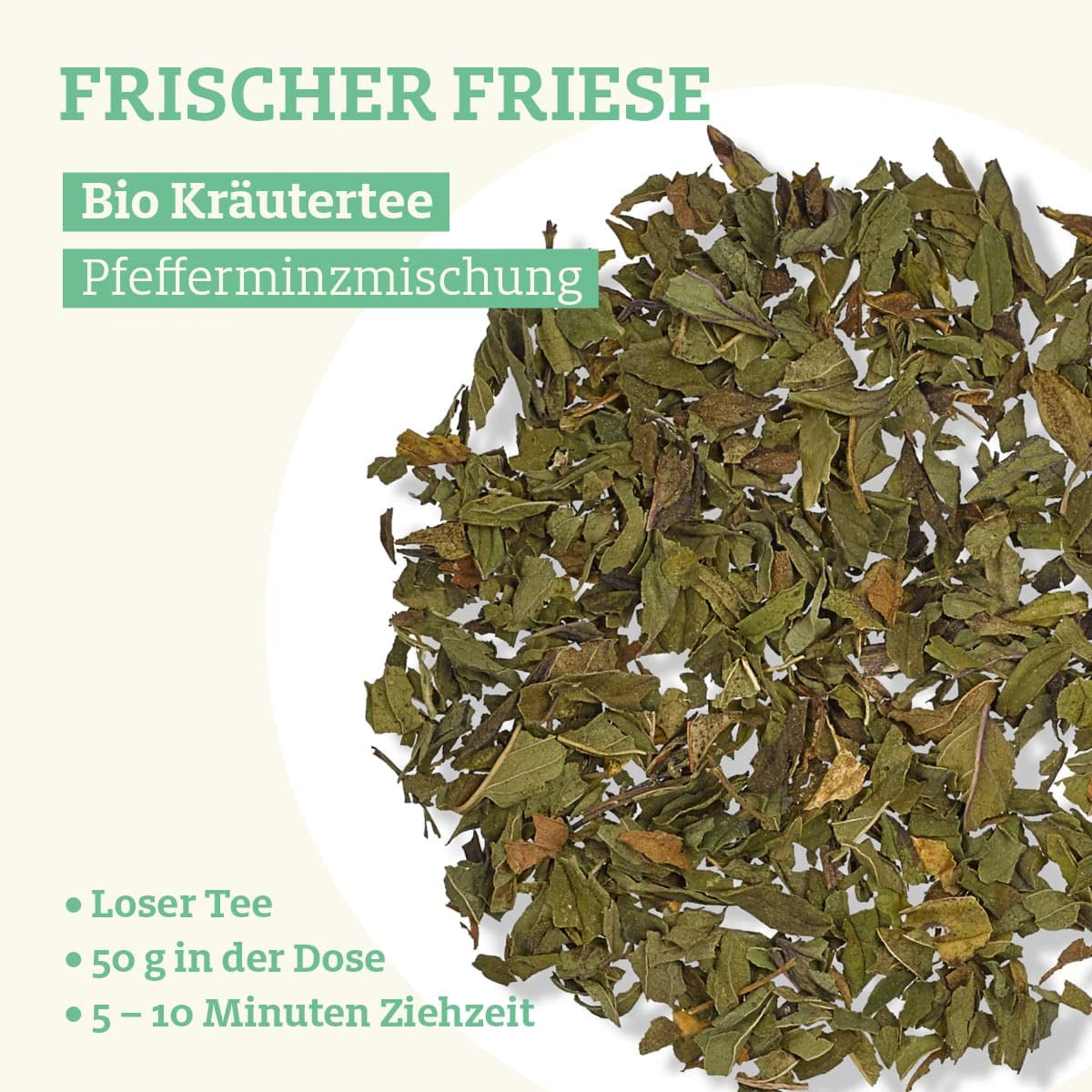 Drink meer thee FRISCHER FRIESE - Biologische kruidenthee | Muntmengsel | Biologische muntthee | Losse thee in theedoos | Geschenk I 50 G