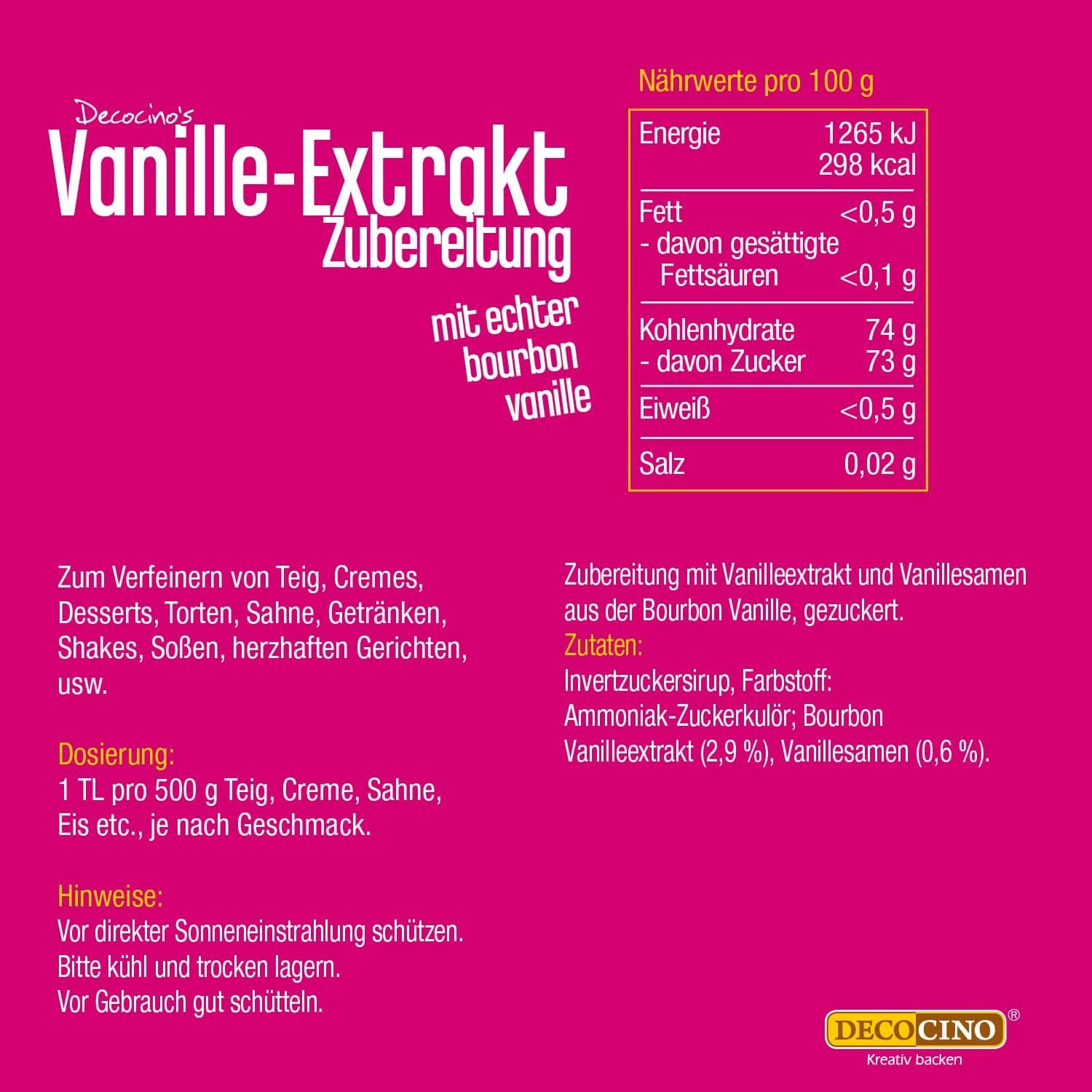 DECOCINO Vanille-extract (20 ml) Aroma's Naty Shop