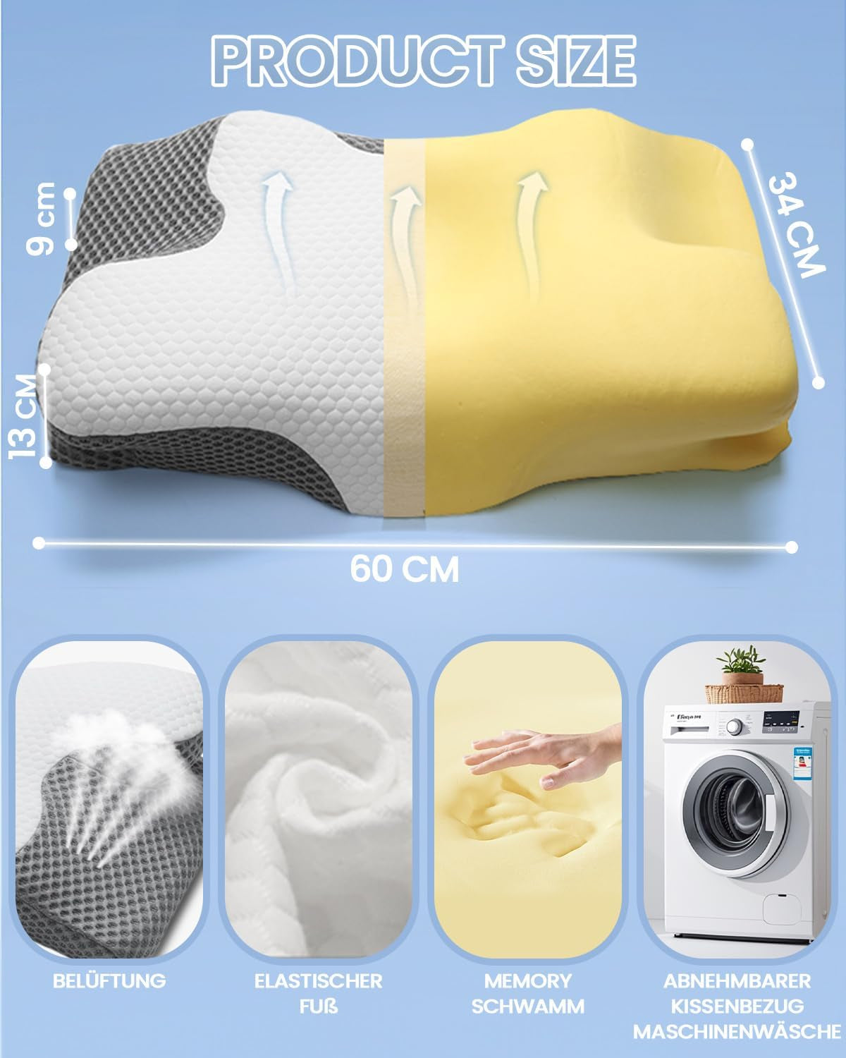 2 in 1 nekkussen Kussen Memory Foam Kussen Ergonomisch Orthopedisch kussen 2 slaaphoogte Neksteunkussen voor zij-/rug-/buiksteun Cervicale orthopedische kussens Naty Shop
