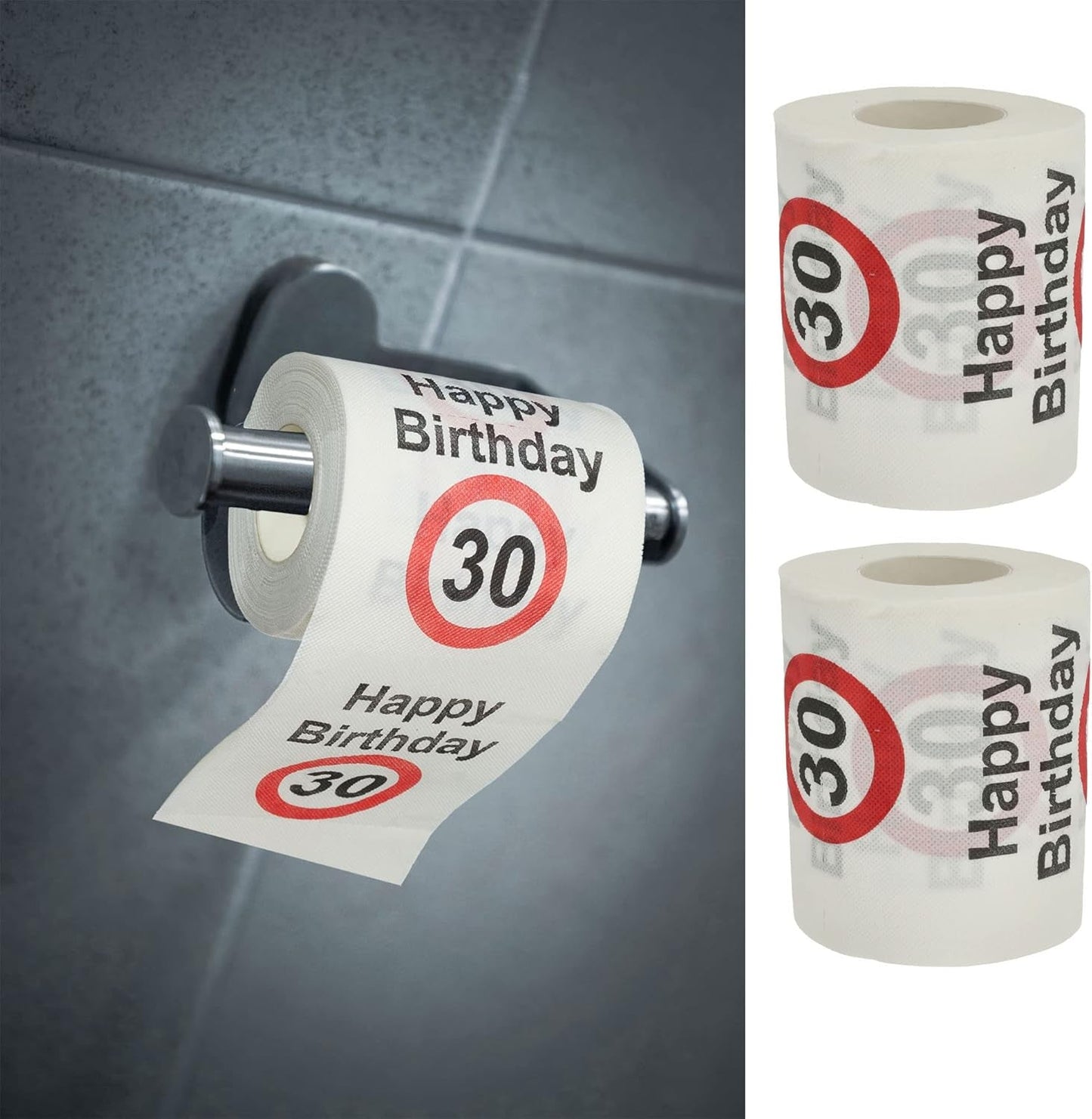 Set van 4 toiletpapieren "Happy 40th birthday" │40th birthday 24 meter 2-stoffen 180Gr/Qm │ Toiletpapier motief toiletpapier (4 X toiletpapier 40)