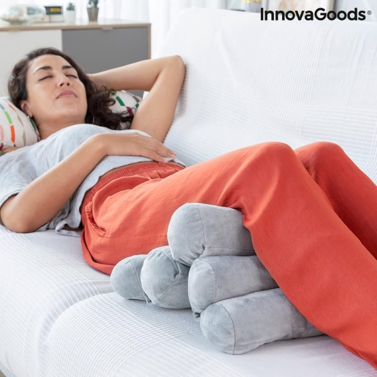Innovagoods® 5-module multifunctioneel ergonomisch buiskussen, opvouwbaar, stevig en duurzaam, fluwelen ontwerp, katoen/Pp-materiaal, ideaal voor kantoor, thuis, telewerken, auto. Naty Shop standaard kussens