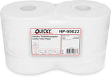 Quicky Jumbo 2-laags toiletpapier, 25 cm Ø, helderwit, reliëf met fijne stippen, 6 rollen - absorberend en scheurbestendig voor maximale hygiëne, ideaal voor openbare instellingen en industrie