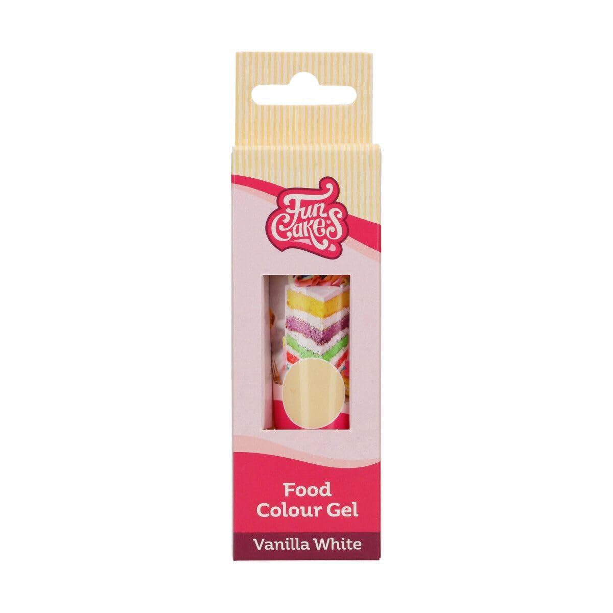 Kleurstof Funcakes White Vanilla Gel: Hooggeconcentreerde kleurstof voor deeg, room, fondant, marsepein, gebak, lichte dosering, individuele druppels voor levendige kleuren, Halal, 30 g