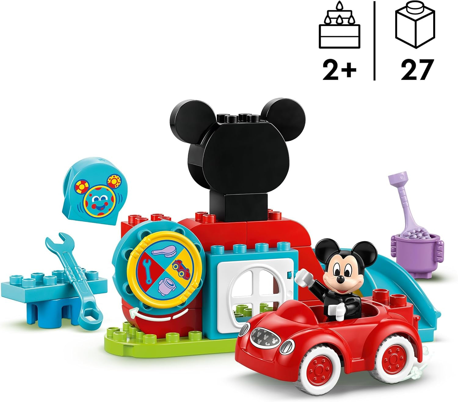 LEGO DUPLO - Disney Mickey's clubhuis en auto - educatief speelgoed voor kleuters - bouwset met 2 minifiguren, waaronder Mickey Mouse en Computer Toodles - cadeau-idee voor jongens en meisjes vanaf 2 jaar 10454 Bouwsets Beuche den LEGO-Store